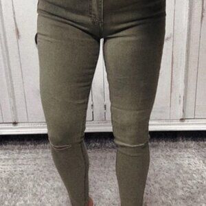 Jelly Jeans The Rachel Mid Rise Olive Knee Slit Skinny Jean   5183  NWT Boutique